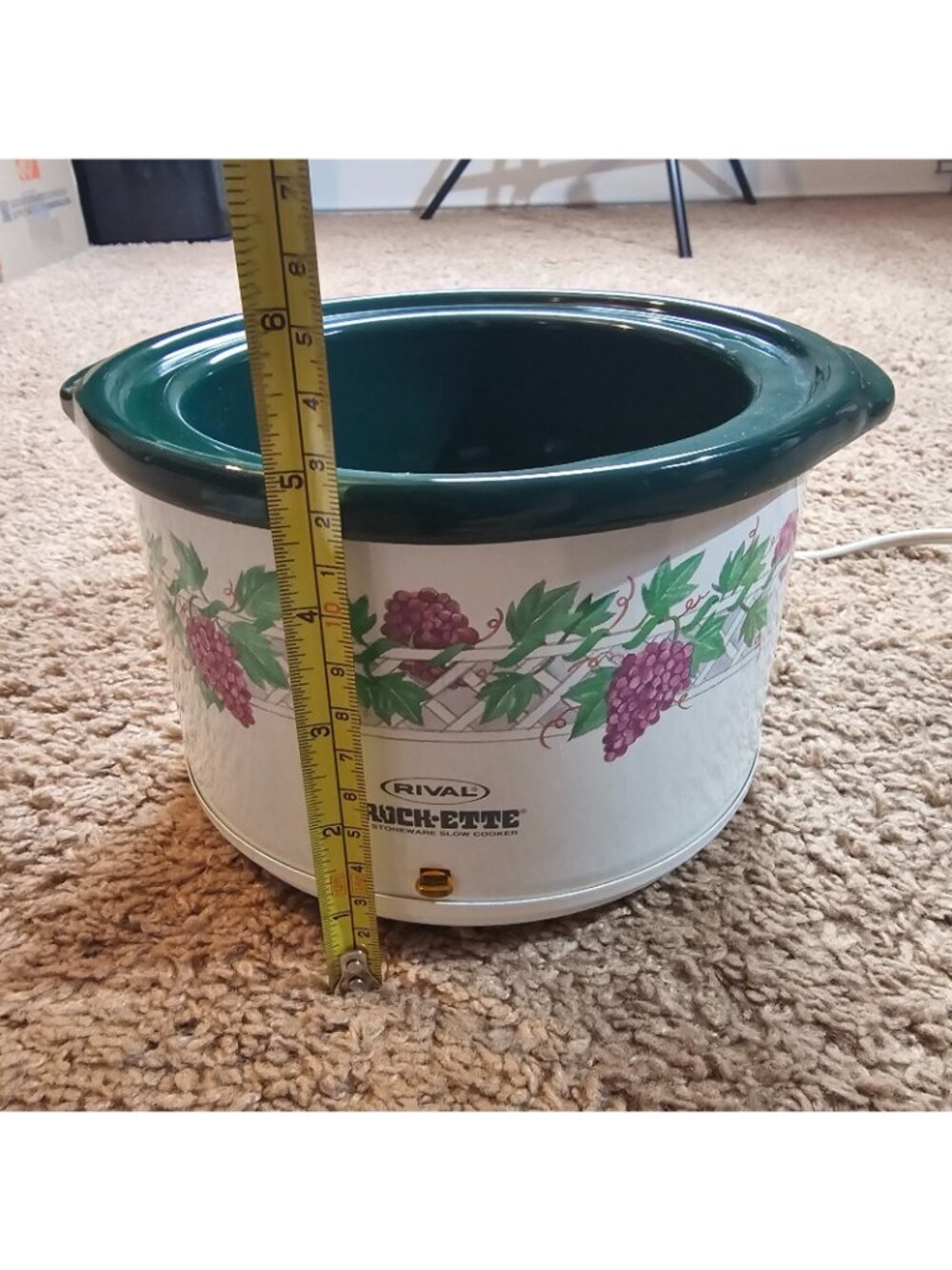 Vtg Rival Crock-Ette 1 Quart Slow Cooker 3205 Grapevine Green Stoneware w/ Box - Picture 9 of 12